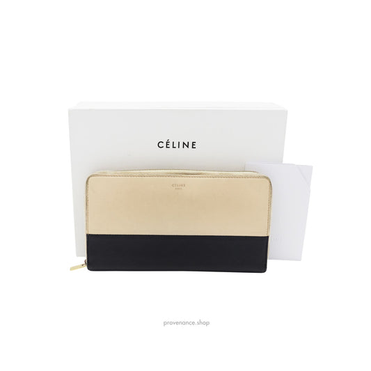 🔴 Celine Multifunction Zip Wallet - Beige/Navy