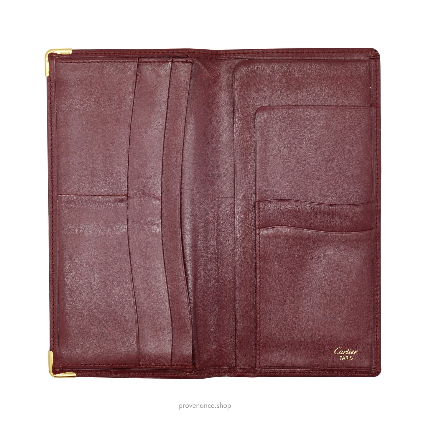 🔴 Cartier Long Wallet - Burgundy Calfskin Leather