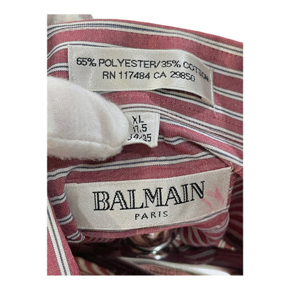 🔴 Balmain Button Down Shirt - Red/White Striped