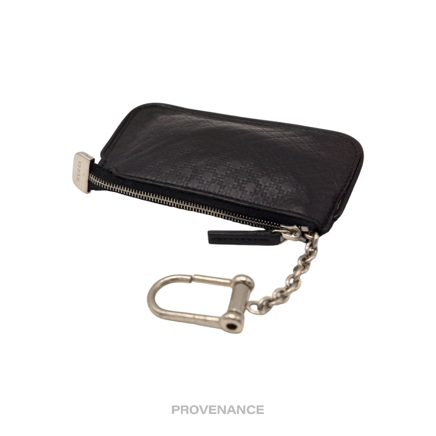 🔴 Gucci Key Pouch Cles - Black Diamante Leather