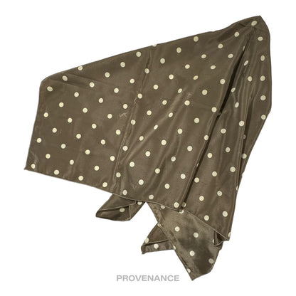 🔴 Yves Saint Laurent YSL Silk Scarf 90 - Polkadot Taupe