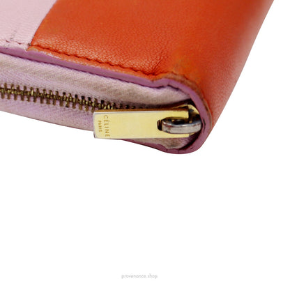 🔴 Celine Multifunction Zip Wallet - Pink/Papaya