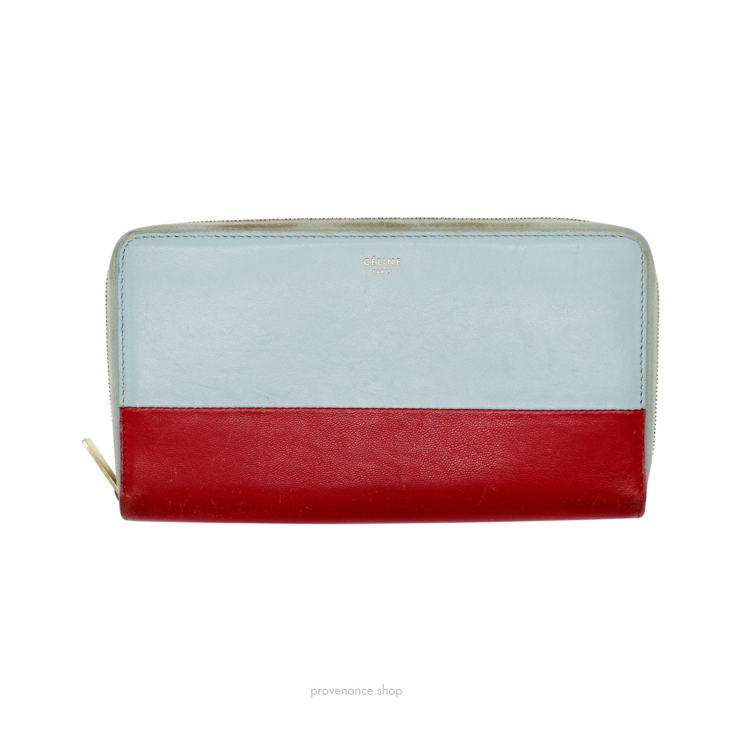 🔴 Celine Multifunction Zip Wallet - Sky Blue/Red