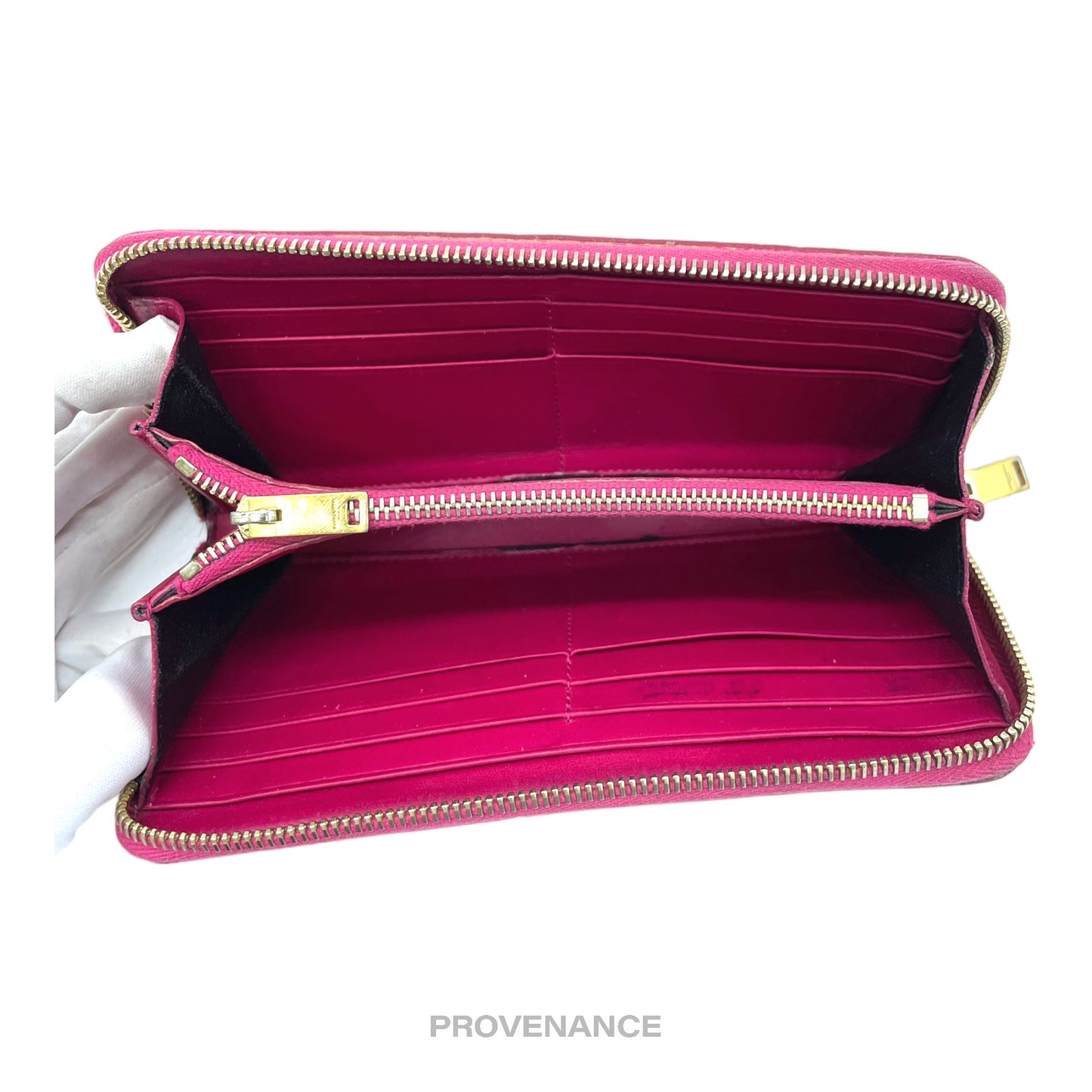 🔴 Saint Laurent Paris SLP Logo Long Wallet - Pink Leather