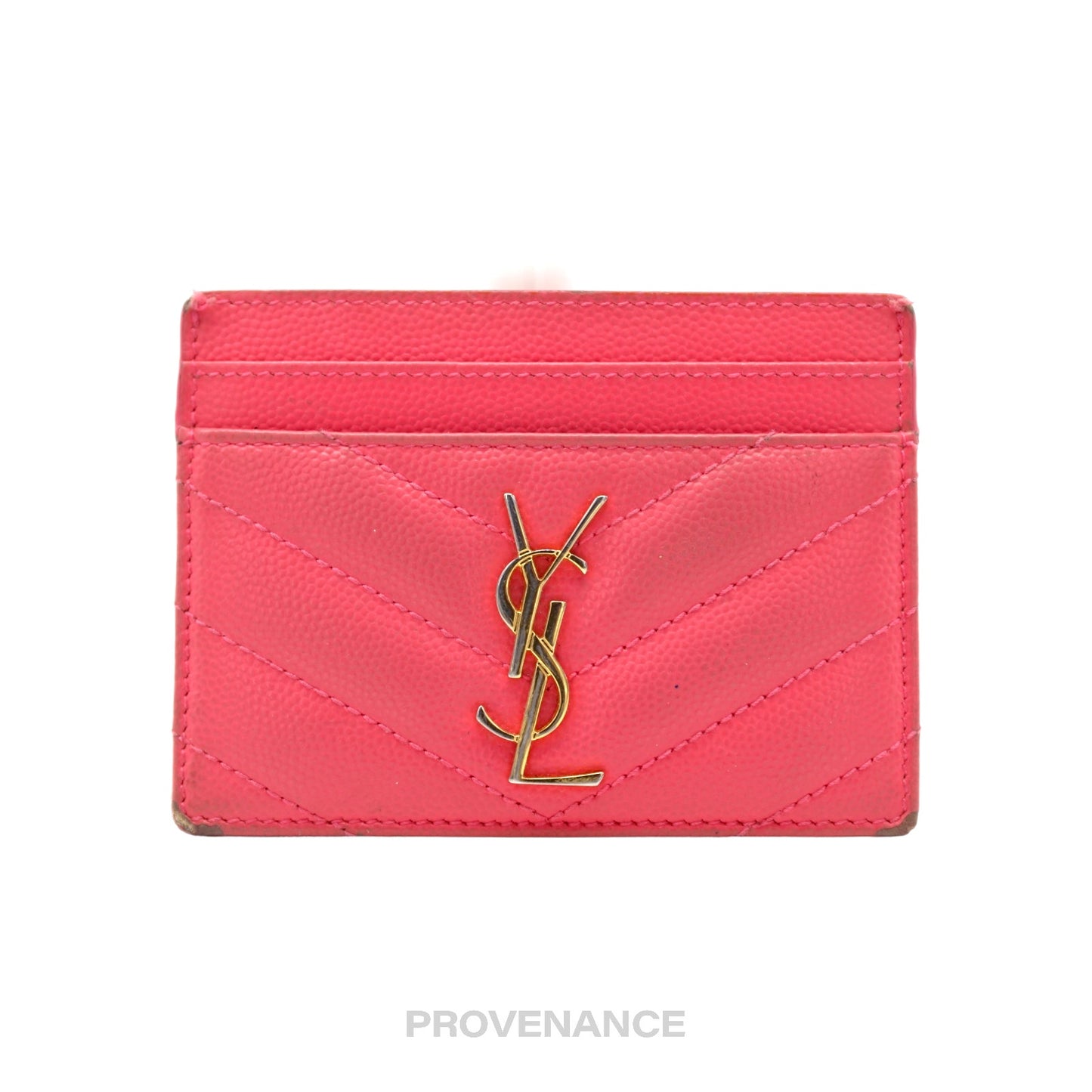 🔴 Saint Laurent Paris SLP YSL Cardholder Wallet - Pink Leather