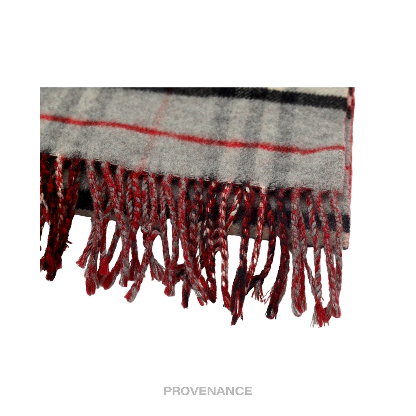 🔴 Burberry Scarf - Nova Check Cashmere Grey Red