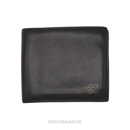 🔴 Gucci Vintage Logo Bifold Wallet - Black Leather