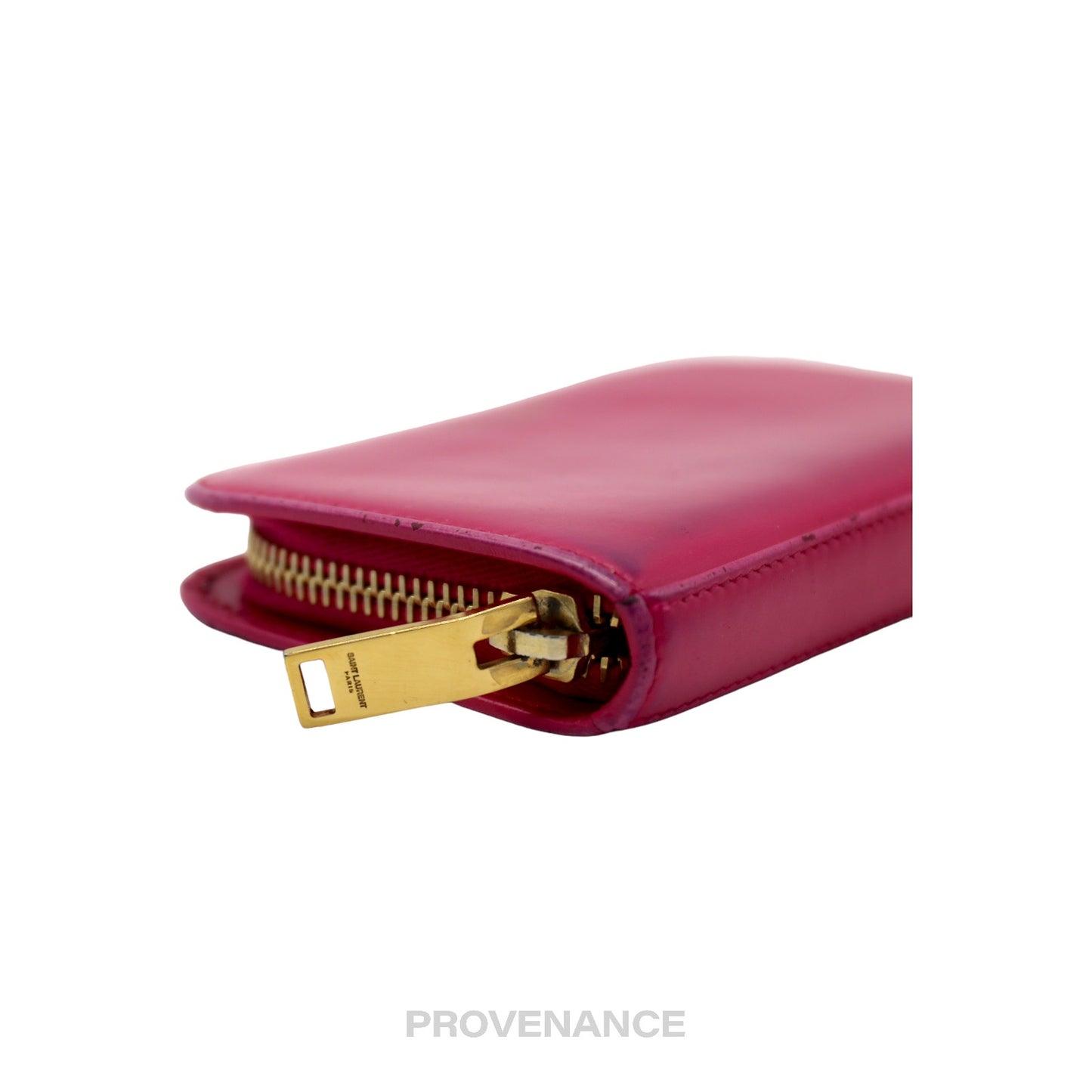 🔴 Saint Laurent Paris SLP Compact Zip Card Wallet - Pink