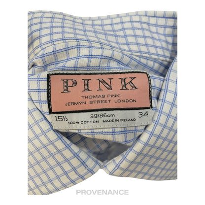 🔴 Thomas Pink Button Down Shirt - White/Blue Checked