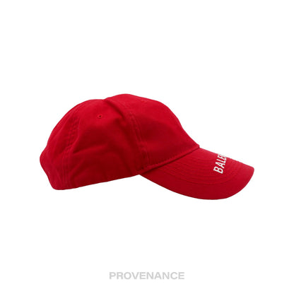 🔴 Balenciaga Embroidered Logo Cap - Red