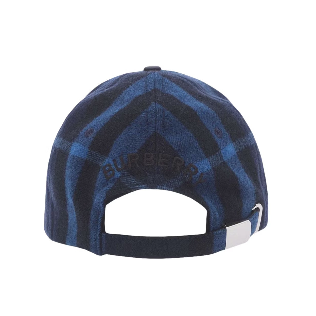 🔴 Burberry Wool Check Baseball Cap - Ink Blue Black - XS