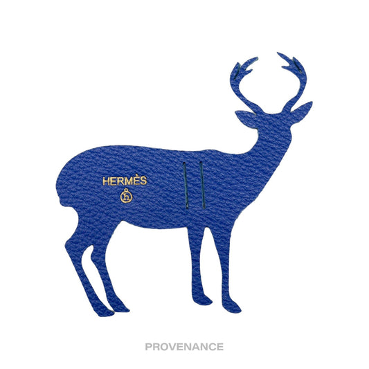 🔴 Hermes petit "h" Reindeer Bag Charm - Blue Chevre