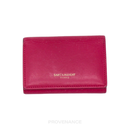 🔴 Saint Laurent Paris SLP Key Card Wallet - Pink Leather