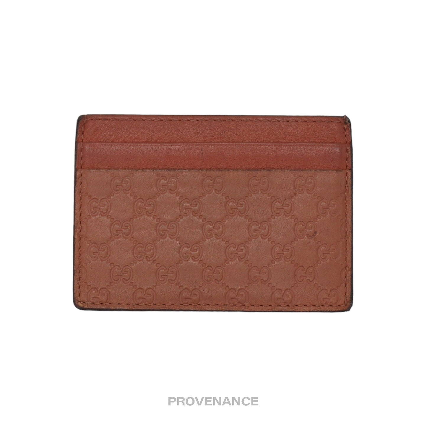 🔴 Gucci Card Holder Wallet - Peach MicroGuccissima Leather