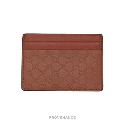 🔴 Gucci Card Holder Wallet - Peach MicroGuccissima Leather