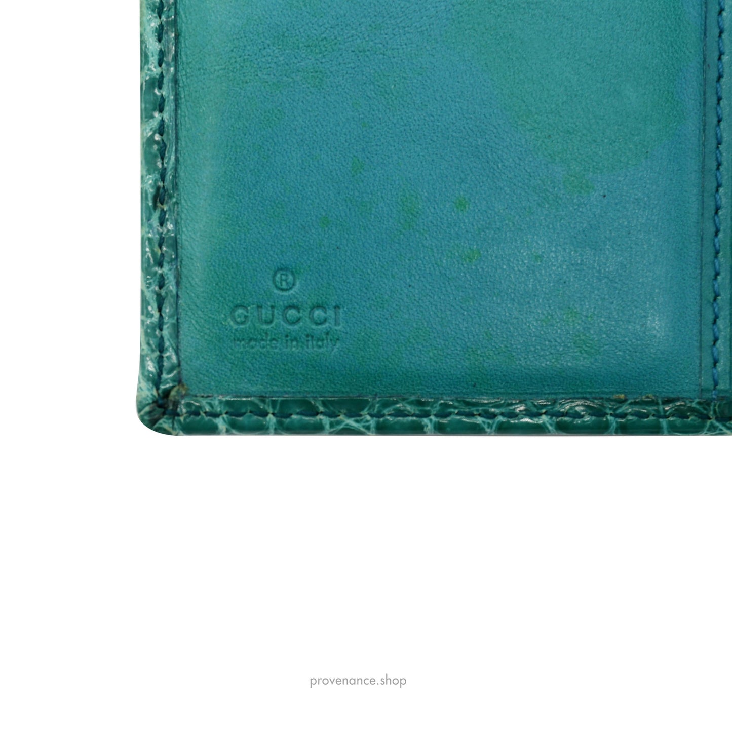 🔴 Gucci Horsebit Long Wallet - Turquoise Crocodile Leather