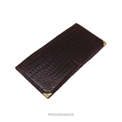 🔴 Givenchy Long Wallet - Burgundy Crocodile Leather