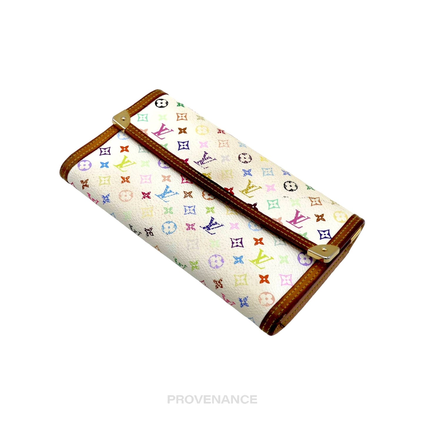 🔴 Louis Vuitton Takashi Murakami International Wallet - Monogram Multicolore White