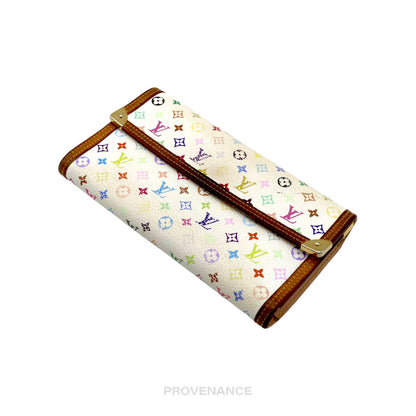 🔴 Louis Vuitton Takashi Murakami International Wallet - Monogram Multicolore White