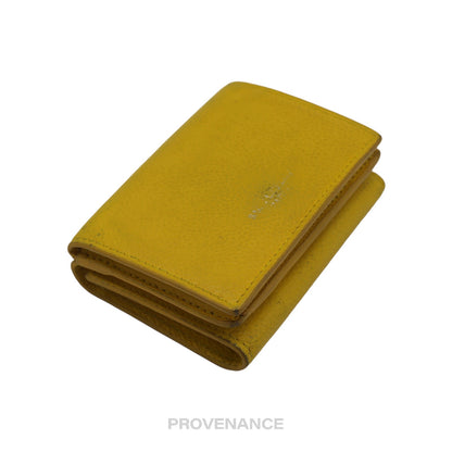 🔴 Saint Laurent Paris SLP Trifold Card Wallet - Yellow Leather