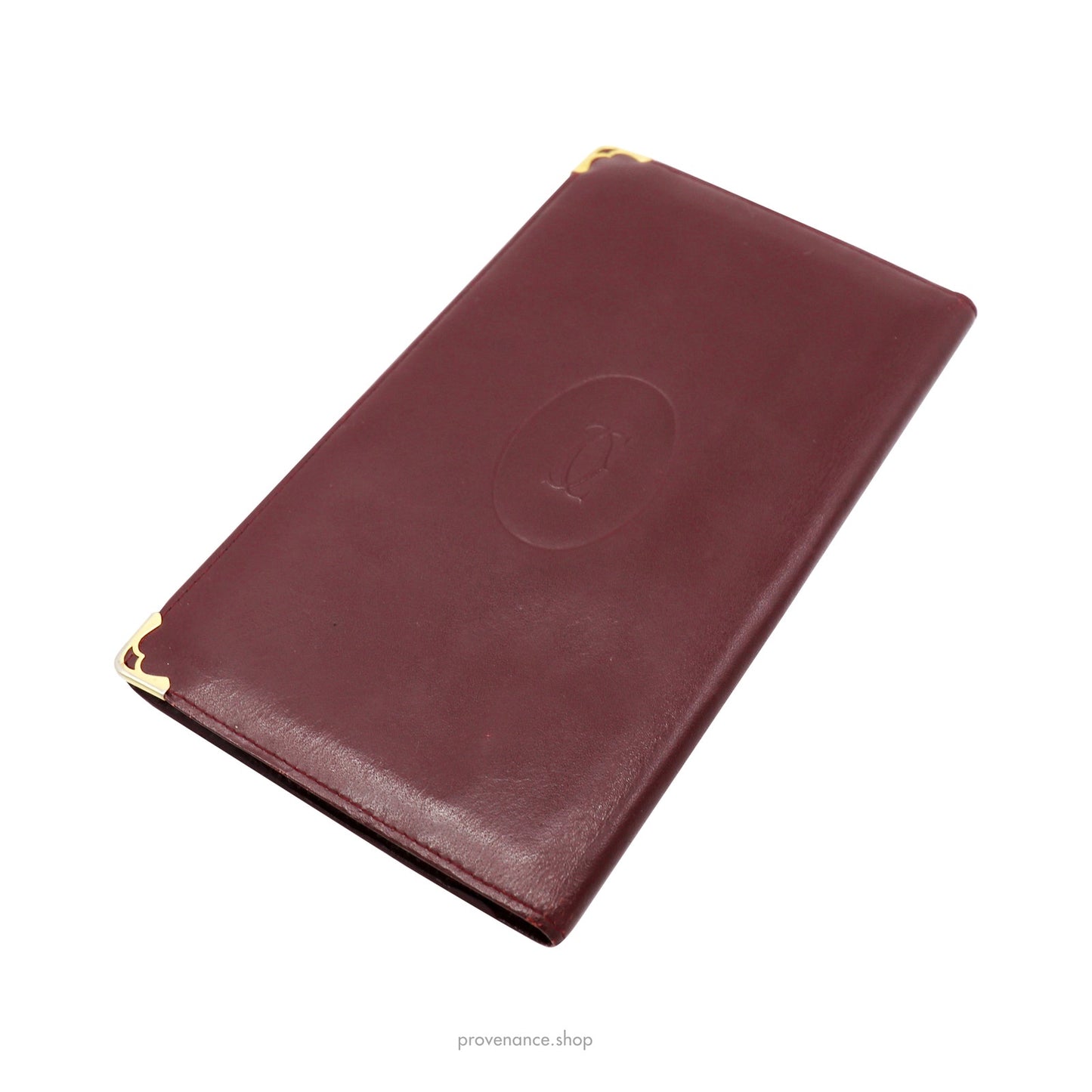 🔴 Cartier Long Wallet - Burgundy Calfskin Leather