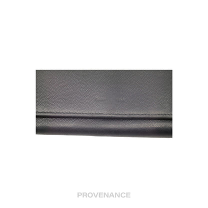 🔴 Saint Laurent Paris SLP Long Pebbled Wallet - Black