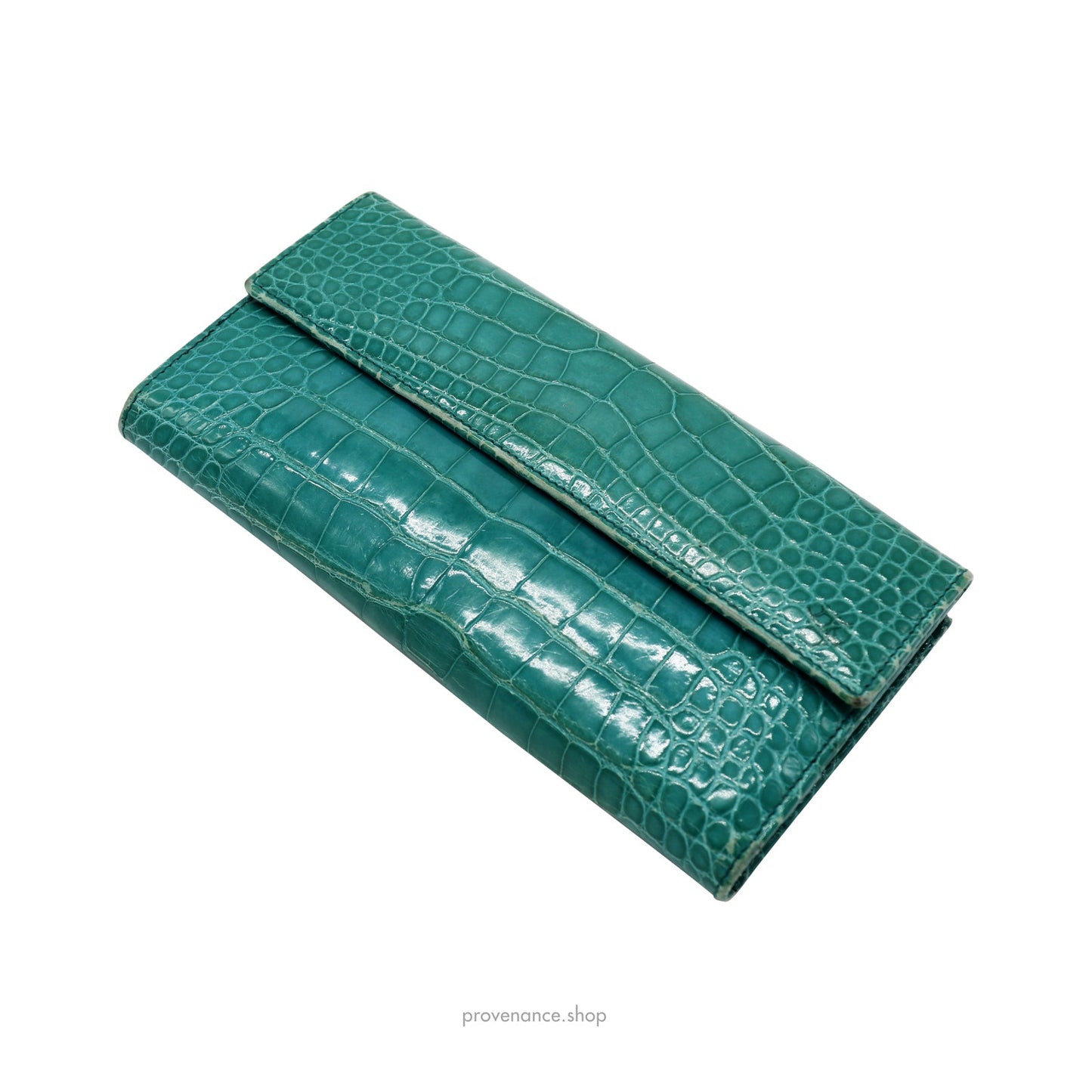 🔴 Gucci Horsebit Long Wallet - Turquoise Crocodile Leather