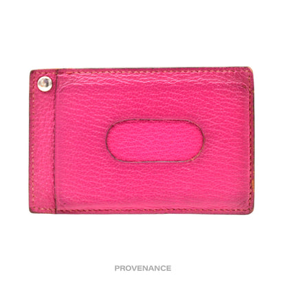 🔴 Hermes Sellier Card Holder Wallet - Pink Leather