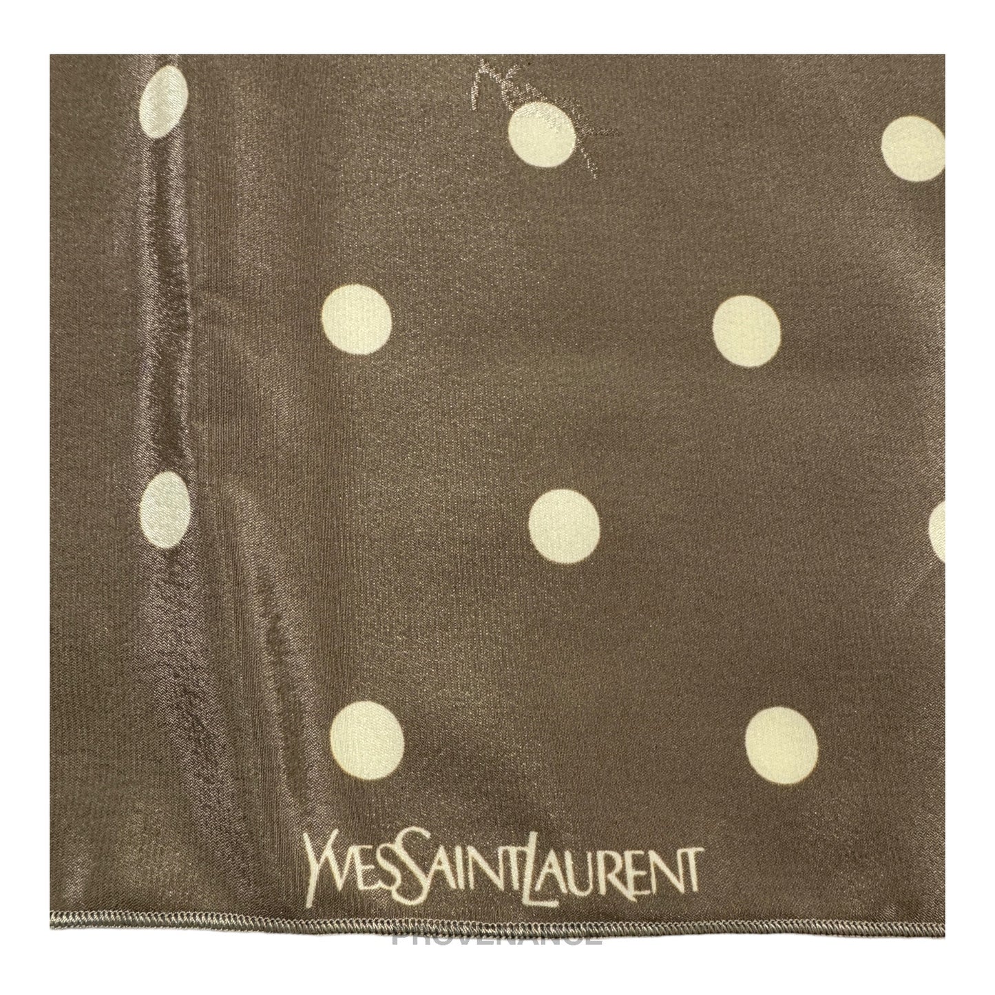 🔴 Yves Saint Laurent YSL Silk Scarf 90 - Polkadot Taupe