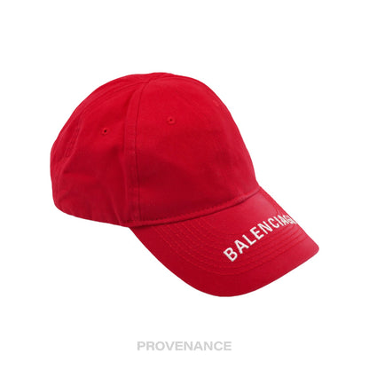 🔴 Balenciaga Embroidered Logo Cap - Red