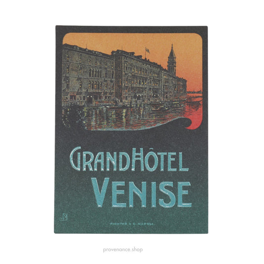 🔴 Hotel Label Sticker Postcard - GRAND HOTEL VENISE