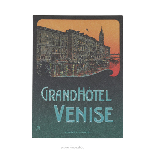 🔴 Hotel Label Sticker Postcard - GRAND HOTEL VENISE