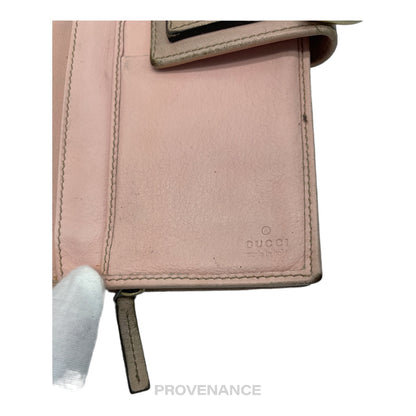 🔴 Gucci Long Wallet - GG Canvas Powder Pink