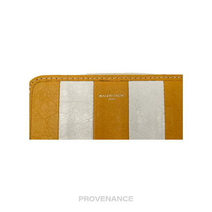 🔴 Balenciaga Bazaar Zip Wallet - Yellow Striped