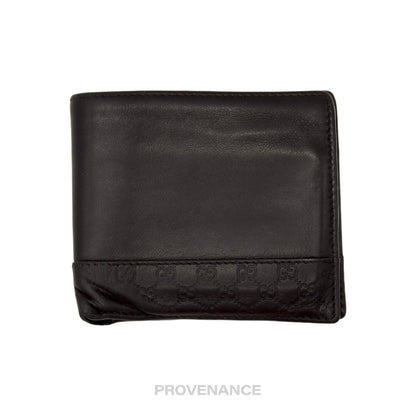 🔴 Gucci Bifold Wallet - Black Micro Guccissima Leather