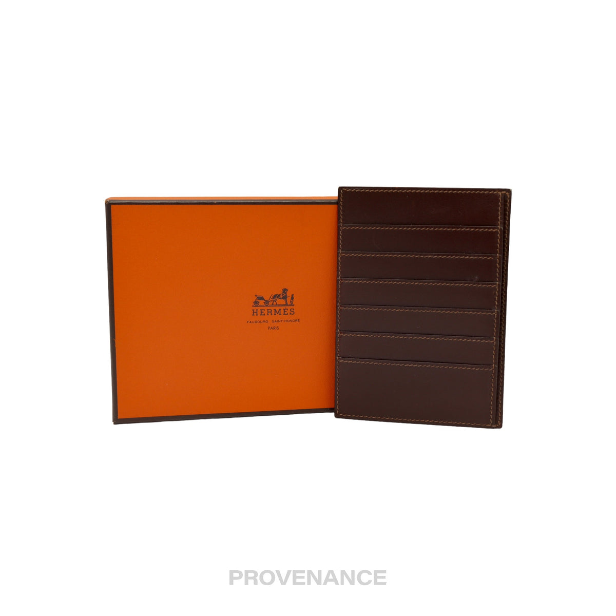 🔴 Hermes 6CC Card Holder Wallet - Chocolate Box Calfskin