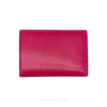 🔴 Saint Laurent Paris SLP Key Card Wallet - Pink Leather