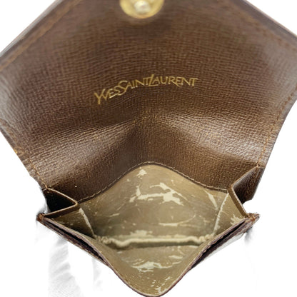 🔴 Yves Saint Laurent Lizard Coin Wallet - Brown