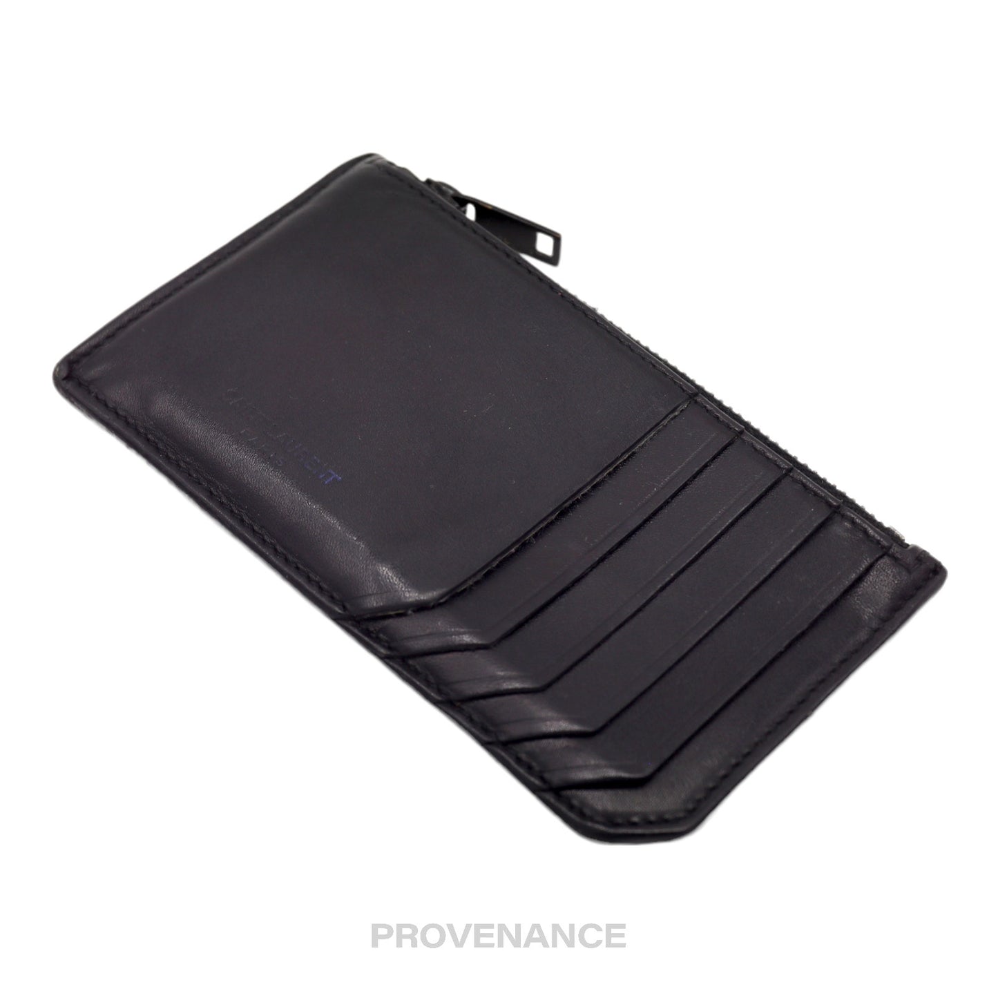 🔴 SLP Fragment Zip Card Holder Wallet - Black Leather