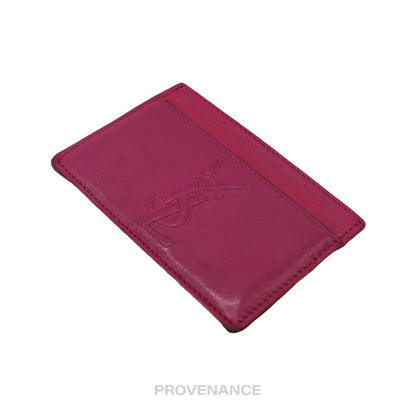 🔴 Saint Laurent Paris YSL Logo Card Holder Wallet - Fuchsia