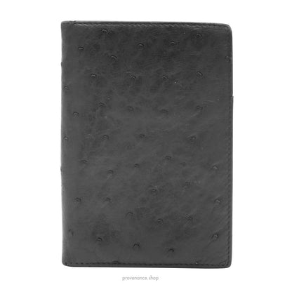 🔴 Gucci Tall Wallet - Black Ostrich Leather