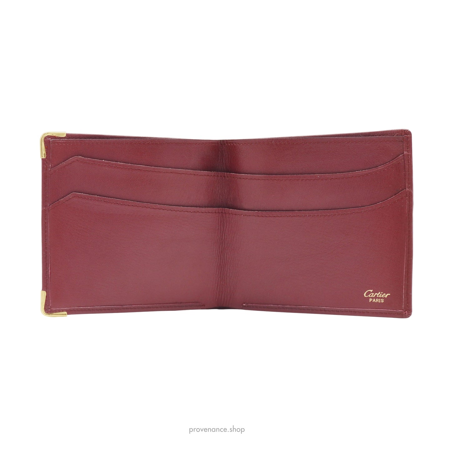 🔴 Cartier Bifold Wallet - Burgundy Calfskin Leather