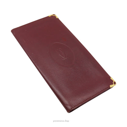 🔴 Cartier Long Wallet - Burgundy Calfskin Leather