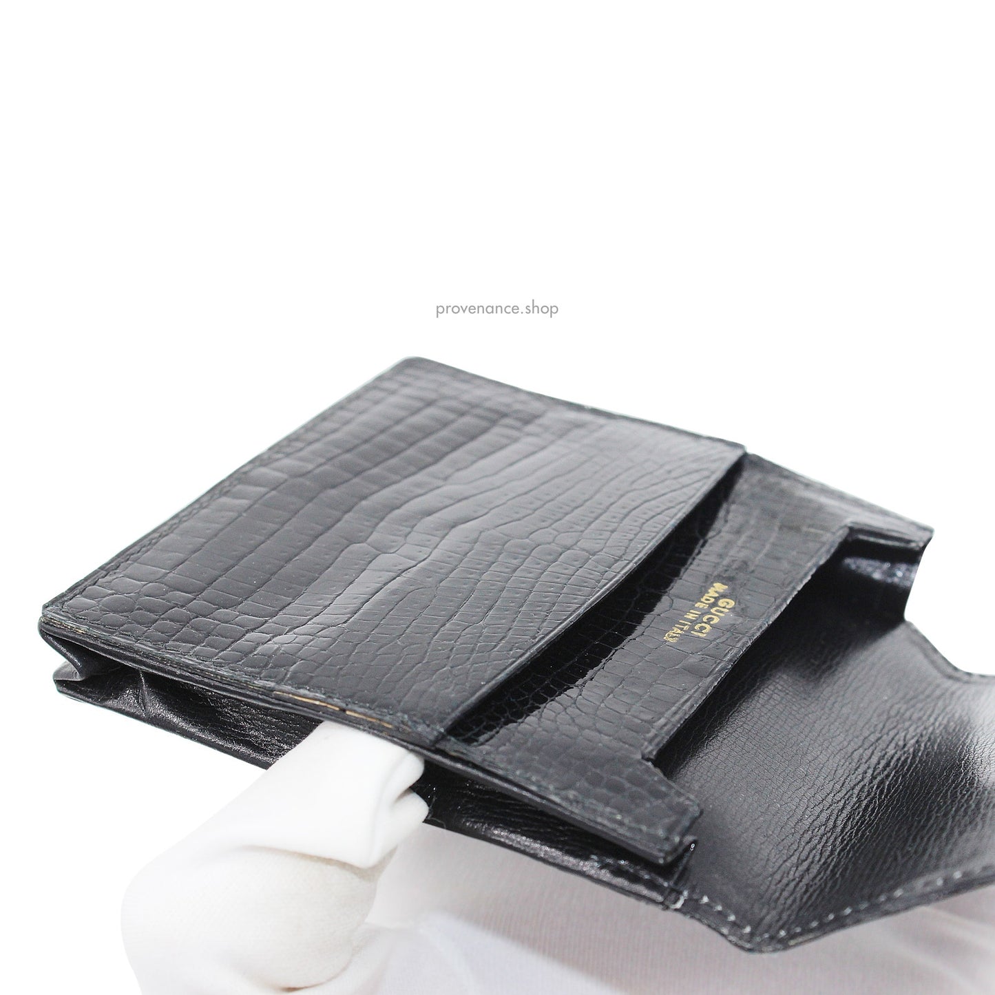 🔴 Gucci Cardholder Wallet - Black Crocodile