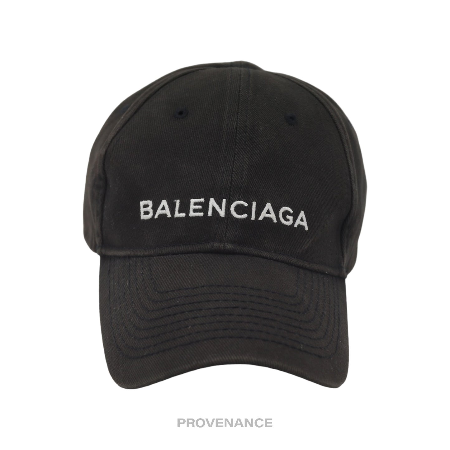 🔴 Balenciaga Embroidered Logo Cap - Washed Black