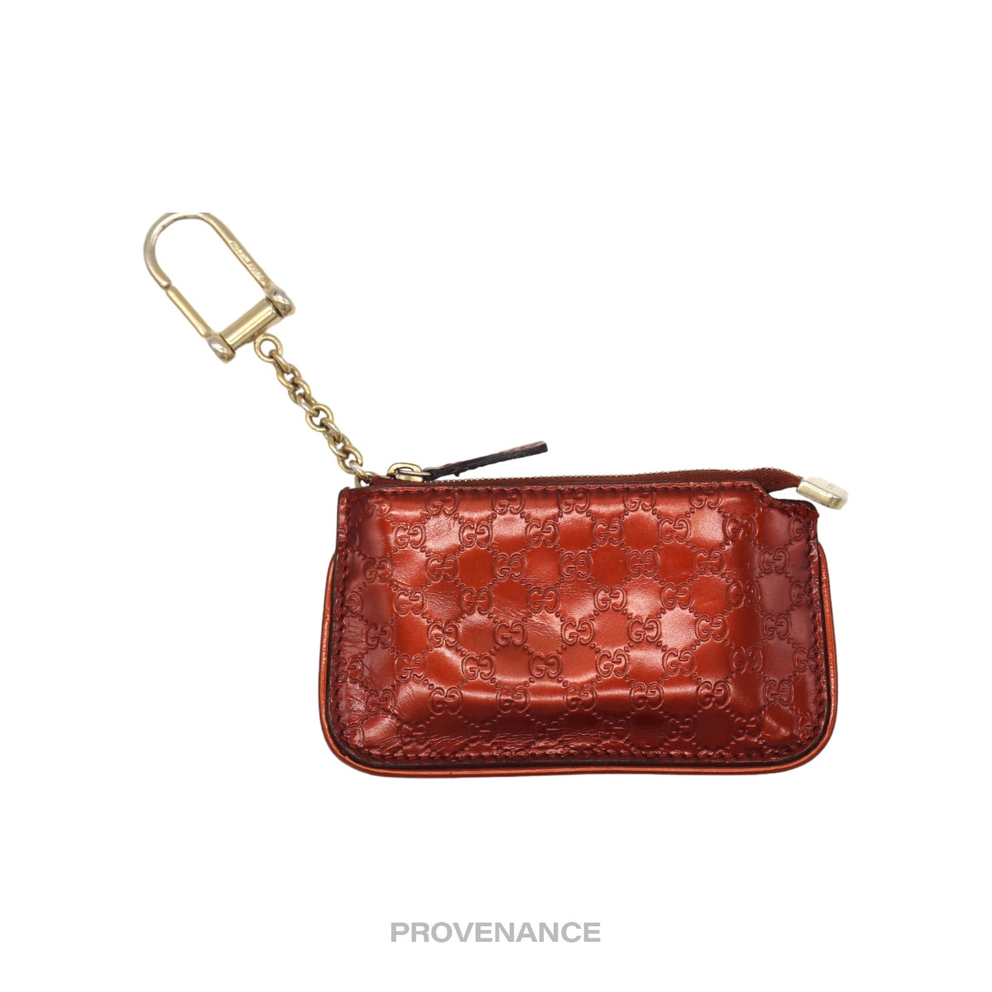 🔴 Gucci Key Pouch Cles - GG MicroGuccissima Patent Orange