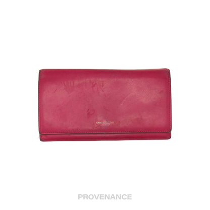 🔴 Saint Laurent Paris SLP Long Wallet - Pink Leather