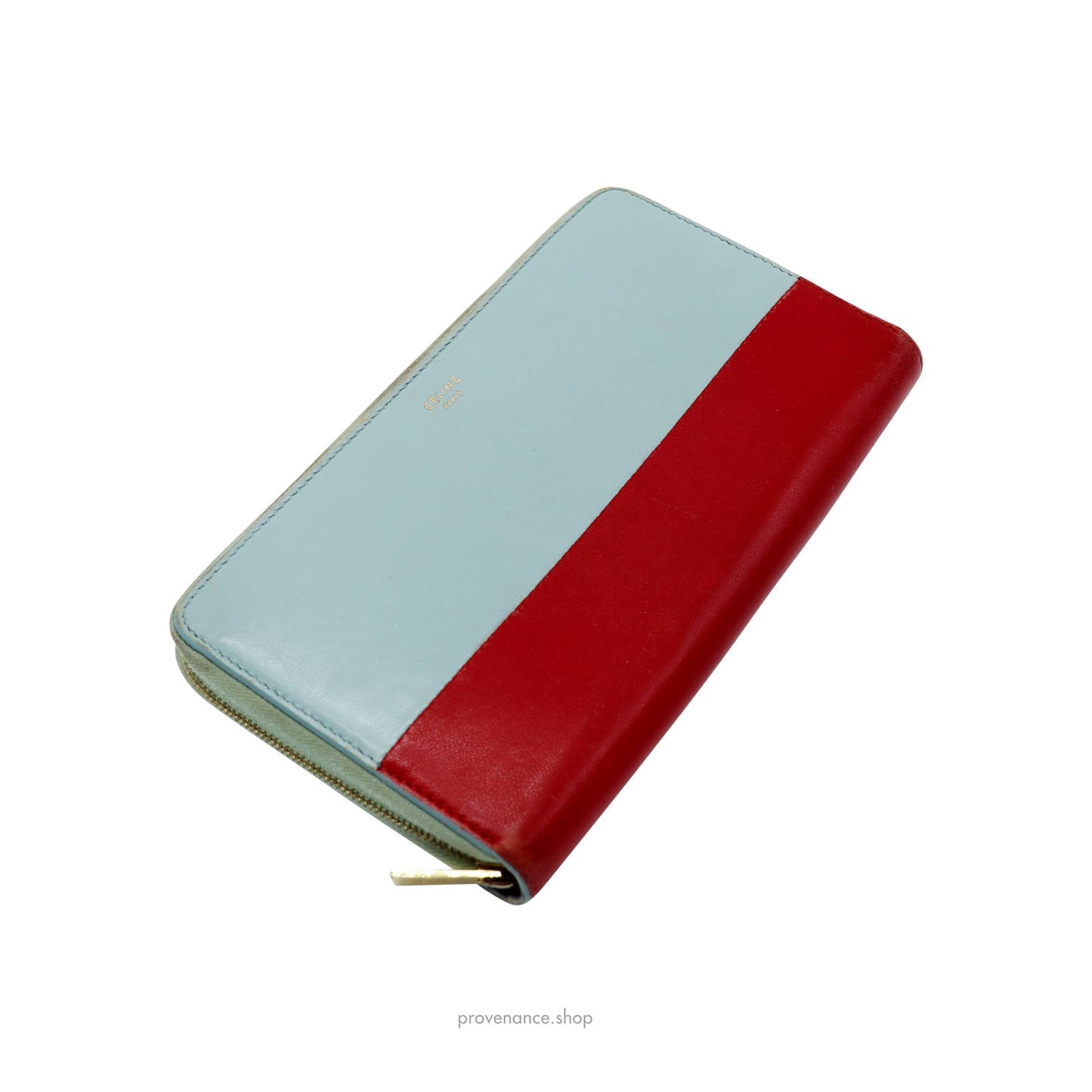 🔴 Celine Multifunction Zip Wallet - Sky Blue/Red