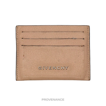 🔴 Givenchy Logo Card Holder Wallet - Nude Leather