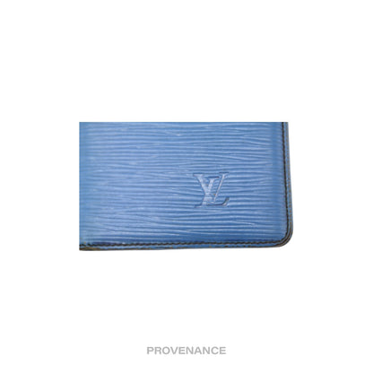 🔴 Louis Vuitton MALLETIER 6CC Bifold Wallet Toledo Blue Epi